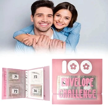 100 Obálek Úsporu Peněz Pojiva, Skladovací Pořadače Pro 100 Obálek Úsporu Peněz Challenge Kit, Dar Jako Výzvu Kniha