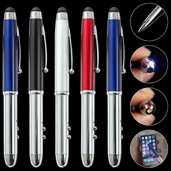 10PCS Kovový kapacitní pero kuličkové pero 4-v-1 infračervené rukopisu dotykový displej kuličkové pero
