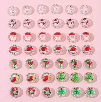 1pcs19mm Kreslené Vánoční ručně malované věnec dárkové sklo ploché korálky DIY náramek, náušnice, šperky, doplňky, materiály