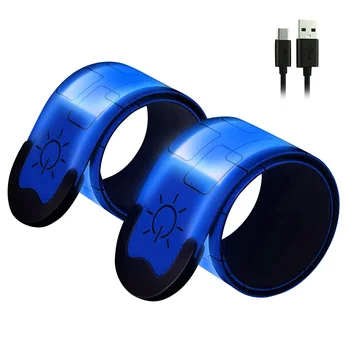 2 Balení USB Nabíjecí Reflexní Pásky Vysoké Viditelnosti rozsvítí Kapela pro Běžce,Cyklisty,Chodci,Majitelé,Modrá