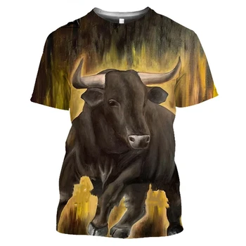 2023 Letní 3D Lov Zvířat Bull Tisk T-shirt Magické Harajuku Trend Ulici španělské býčí Zápasy-Krátký rukáv Nadrozměrné Pánské Top