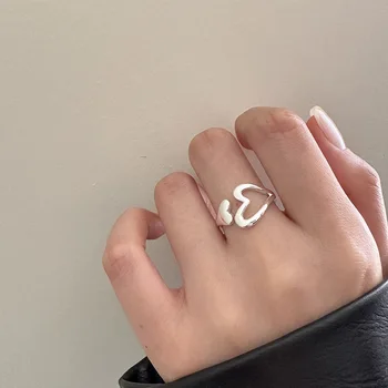 2023 Nové Duté Srdce Ring Pro Ženy Módní Individuálně Jedinečný Design Ve Tvaru Srdce Otevření Nastavitelný Prsten Šperky