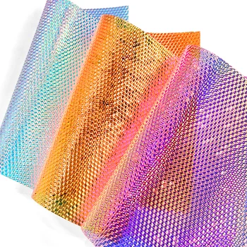 30*135cm Iridescence Diamond Reliéfní Vinyl faux kožené desky PVC Tkaniny pro Výrobu Náušnice, Tašky DIY Řemesla projekty 0,4 mm