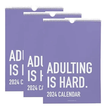 3KS Adulting Je Těžké 2024 Kalendář, 2024 Měsíční Inspirativní Nástěnný Kalendář Pro Dospělé, Projektanti Pro Kanceláře Odolné Kalendář