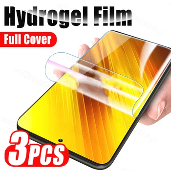 3ks Hydrogel Film Pro Poco M3 M4 M5 M6 Pro C40 C50 C55 C51 Screen Protector Pro Poco X5 X4 X3 NFC F3 F4 GT F5 Ochranný Film