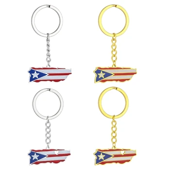 50JB Puerto Rico Mapě Klíčenka pro Ženy, Muži z Nerezové Oceli, Přívěšek na klíče, Auto Klíče Držitele