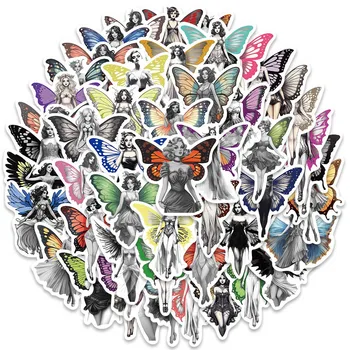 50ks Vinyl Notebook, Nálepky Kreslených Estetické Butterfly Dívky, Samolepky Na Notebook Zavazadla Kytaru Deník Vodotěsné Graffiti