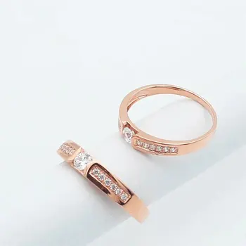 585 fialová vykládané zlatem krystal drahokam snubní prsteny pro couples14K rose gold módní unisex luxusní šperky poslat přítelkyni