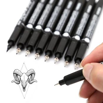 9 Ks Černá Pigment Liner Jehly Kreslicí Pero Pigma Micron Vody-důkaz Sunproof Art Marker Pen Pro Kreslení Umění Dodání