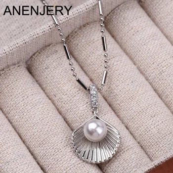 ANENJERY Stříbrná Barva Shell Perly ve Tvaru Přívěsky Náhrdelník pro Ženy Charm Náhrdelník Módní Šperky Trend 2023
