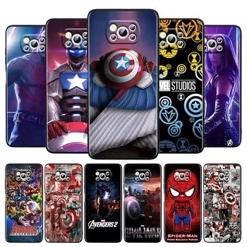 Avengers Super Heroes Pro Xiaomi Poco M4 X3 F3 GT NFC M3 C3 M2 F2 F1 X2 Pro je Mi Mix3 Silikonové Černé Pouzdro na Telefon Funda Capa Kryt