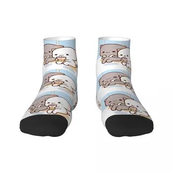 Broskev A Goma Kočka Mochi Bubble Tea Šaty Ponožky pro Muže, Ženy, Teplé Legrační Posádky Ponožky