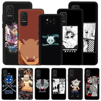 Demon Slayer Hashibira Inosuke Černý Telefon Případ Pro Xiaomi Poco X4 Pro 5G X3 NFC M4 M3 F3 F1 GT Mi A2 9 8 Lite T Měkký Zadní Kryt