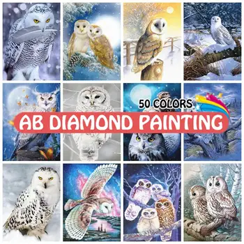 Diamond Malby 50 Barvy Sova 5D DIY Karikatura Plný Vrták Umění Výšivky Zvířat Kříž Steh Řemeslné Samolepka na Zeď Home Dekor