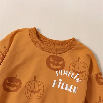 Dítě Chlapec Dívka Halloween Oblečení Dlouhý Rukáv Bublina Romper Dopis Dýně Tisk Mikina Podzim Oblečení