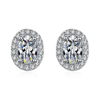 E068 Lefei Módní Trendy Luxury Diamond-set Classic Moissanite Oválné Náušnice Přívěsky Žen Real 925 Sterling Silver Party Šperky
