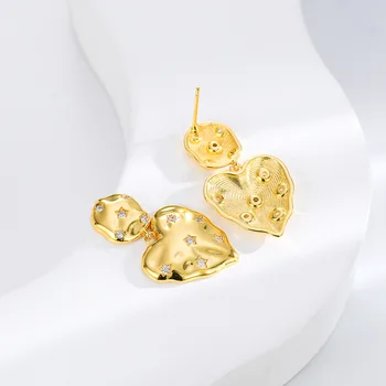 ELF Trendy ve Tvaru Srdce Náušnice pro Ženy Vintage Design Zlaté Geometrické Houpat Náušnice Zlaté Pozlacené Šperky Dárky