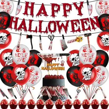 Halloween Krvavé Party Dekorace, Strašidelná Dekorace, Party Dodávky Sady Krvavou Tématikou Halloween Balónek Banner Sada S