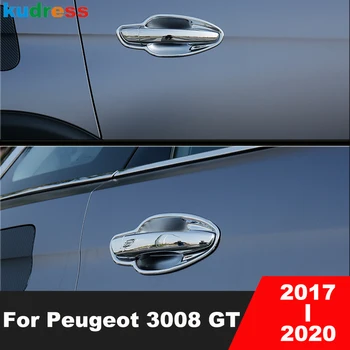 Kliky dveří Kryt Střihu Pro Peugeot 3008 GT 2017 2018 2019 2020 Chrome Dveře Boční Rukojeť Mísy Pohár Zahrnuje Auto Exteriér Příslušenství