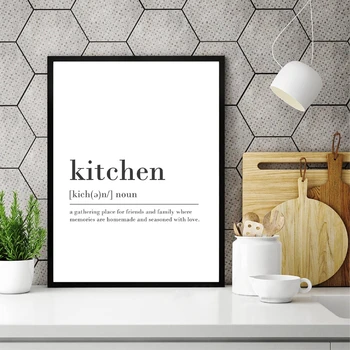 Kuchyně Definice Znamení, Tisky Moderní Minimalistický Plakát Slovník Umění Plátno, Obraz, Obrázek, Kuchyň Wall Art Dekor Dárek