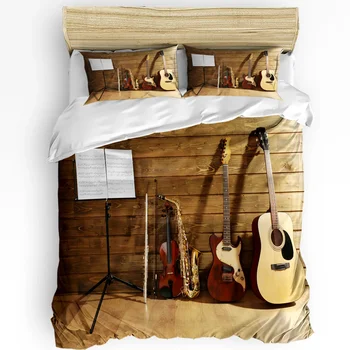 Kytarové Struny pro Hudební Nástroje Zeď 3ks Sada Povlečení Pro Ložnice Manželská Postel bytový Textil Povlečení Deka Kryt Povlečení