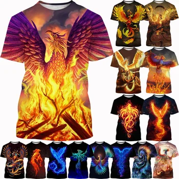 Letní Nový Oheň Phoenix 3D Tisk T-shirt Módní Zvíře, Pták s Krátkým rukávem Osobní Unisex Cool Ležérní Krátký Rukáv