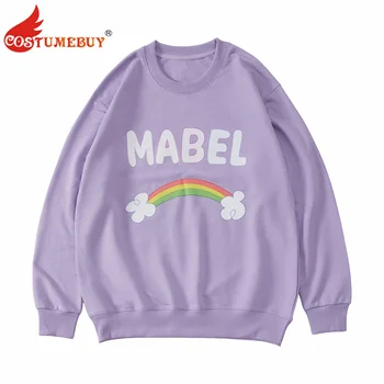 Mabel Pines Cosplay Mikina, Fialová Mikina Svetr Tisk Hvězdičkový Rainbow Kostým Halloween Party Oblečení Unisex Ležérní Top