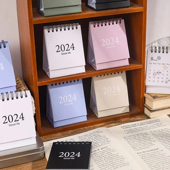 Mini 2024 Stolní Kalendář Jednoduché angličtině Kalendář Kniha s Nálepkami Denně Do Seznamu Agenda Organizátoři Home Office Supplies