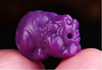 Módní Perfektní Přírodní Purple Dragon Crystal Pixiu Miniaturní Řezba Přívěsek Jemné Šperky Náhrdelník Příslušenství