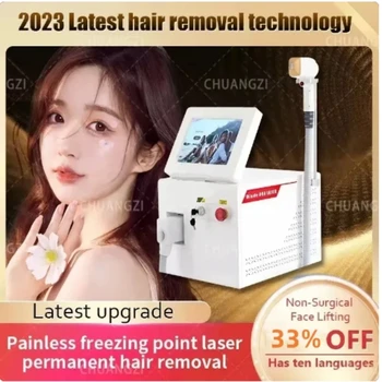 Nejnovější Bezbolestné Odstranění chloupků Zařízení Diodový Laser Hair Remover 2000W 3 Vlnová délka Led Platinum 755nm 808nm 1064nm Chlazení