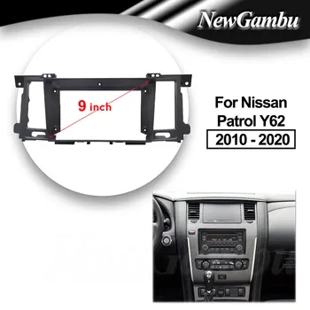 NewGambu 9 palcový Auto Fascie Rám Pro Nissan Patrol Y62 2010 - 2020 ABS radio panel DVD dash trim instalace rámeček 2din Android