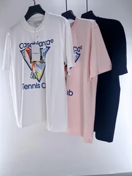 Nové Fasion Trojúhelník Tisk Casablanca Tennis Club T-Shirt Muži Ženy Tričko Krátký Rukáv Uvnitř Kategorie