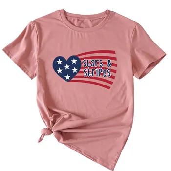 Osobnosti Designu Den Nezávislosti Tištěné T Košile Ženy Letní Krátký Rukáv Top Střední Tričko Stretch Tee