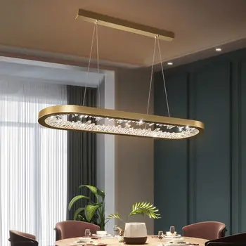 Oválný Design Moderní LED Lustr Krystaly Žijící Osvětlení Stmívatelné Jídelna Hanglampe AC110V 220V