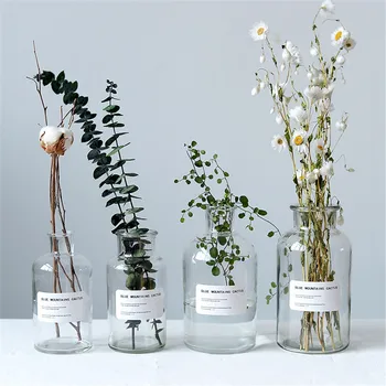 Průhledné Skleněné Skladovací Nádoby Elegantní Suché Květiny Váza Skandinávské Čerstvé Květinové Nádoby Desktop Dekor Organizátor Jar Skleněná Láhev
