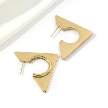 Punk Geometrické Nerezové Oceli Duté Trojúhelník Stud Earrings18k Zlatá Pro Ženy Módní Šperky Dárek K Narozeninám Dropshipping
