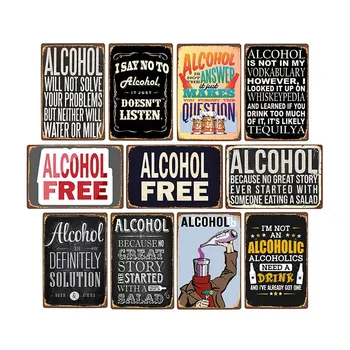 Retro Alkoholu-Příznaky Vtipné Kovová Deska Vintage Pivo Desky Bar, Hospoda, Klub, Muž Jeskyně, Dekorace na Zeď Home Dekor 20x30cm