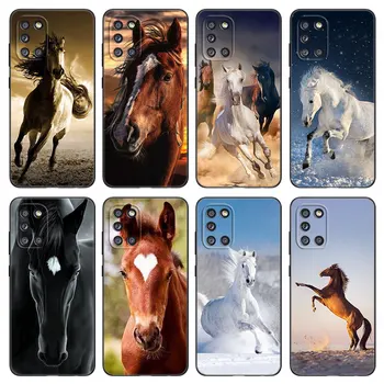 Running Horse Telefon Pouzdro Pro Samsung Galaxy A01 A03 Core A02 A10 A20 S A20E A30 A40 A41 A5 A6 A8 Plus A7 A9 2018 TPU Černý Kryt