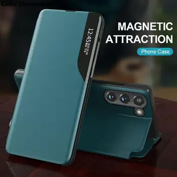 Samung 54 34 14 Případ Smart Side View Kožené Telefon Kryt Pro Samsung Galaxy A34 A14 A54 5G 2023 Magnetický Flip Book Stand Coque