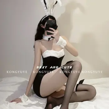Sexy Live Show Bunny Girl Cosplay Oblečení Sametové Spodní Prádlo, Noční Košile Japonský Králík Jednotné Oblečení Na Spaní Krajky Bavlněné Maškarní