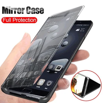 Smart Mirror Flip Stand Telefon Případ Pro Huawei P Smart 2021 Y7A Z S PSmart Plus 2019 Y5P Y6P Y7P Y8P Y9A 2020 Kožený Kryt Coque