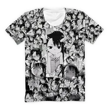 SOSHIRL Kawaii Nagatoro Tvář T Tričko Hipster Vtipné Cosplay Černé Gothic T-shirt Letní Hip Hop Streetwear Harajuku Anime Topy