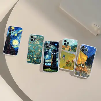 V-Van G-Gogh Starry Sky Art Telefon Pouzdro Silikonové pro iphone 15 14 13 12 11 Pro Mini XS MAX 8 7 6 Plus X, XS XR Kryt