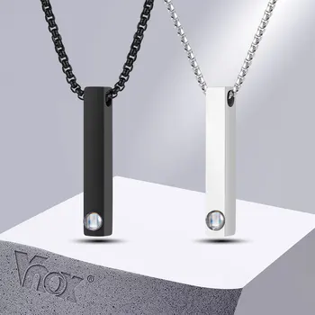 Vnox Projekce Náhrdelník s 100 Jazycích Miluji Tě,Módní Nerezové Oceli 3D Bar Geometrický Přívěsek Slib Lásky Dárek Šperky