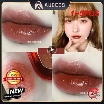 1~5KS Barvy Sexy Červené Rtěnky Vodotěsné Crystal Hydratační Lip Glaze Odstín Dlouhotrvající Non-Stick Pohár Lip Stick Make-up