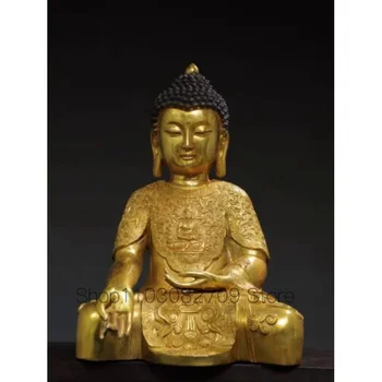 Vzácné Staré Tibetské Bronzové Zlacené Buddhistické Socha Amitabha Buddha